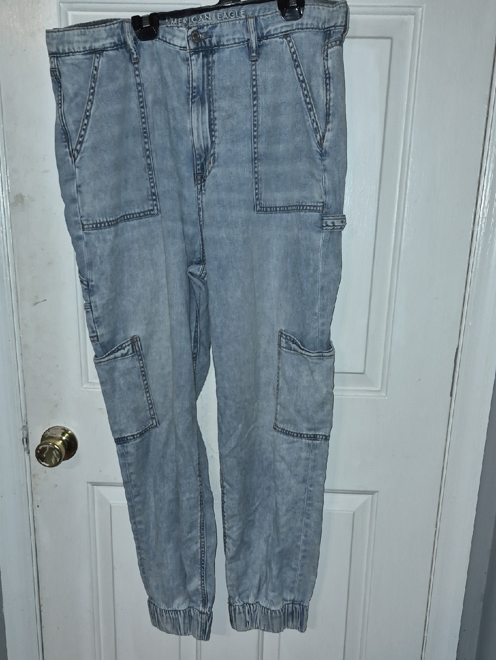 American Eagle Outfitters  Light Blue Cargo Denim Joggers Size 16